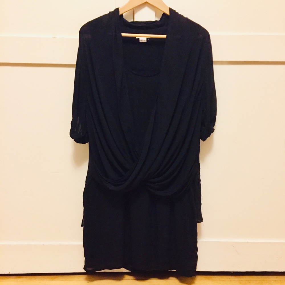 Helmut Lang Double Layer Drape Front Tunic